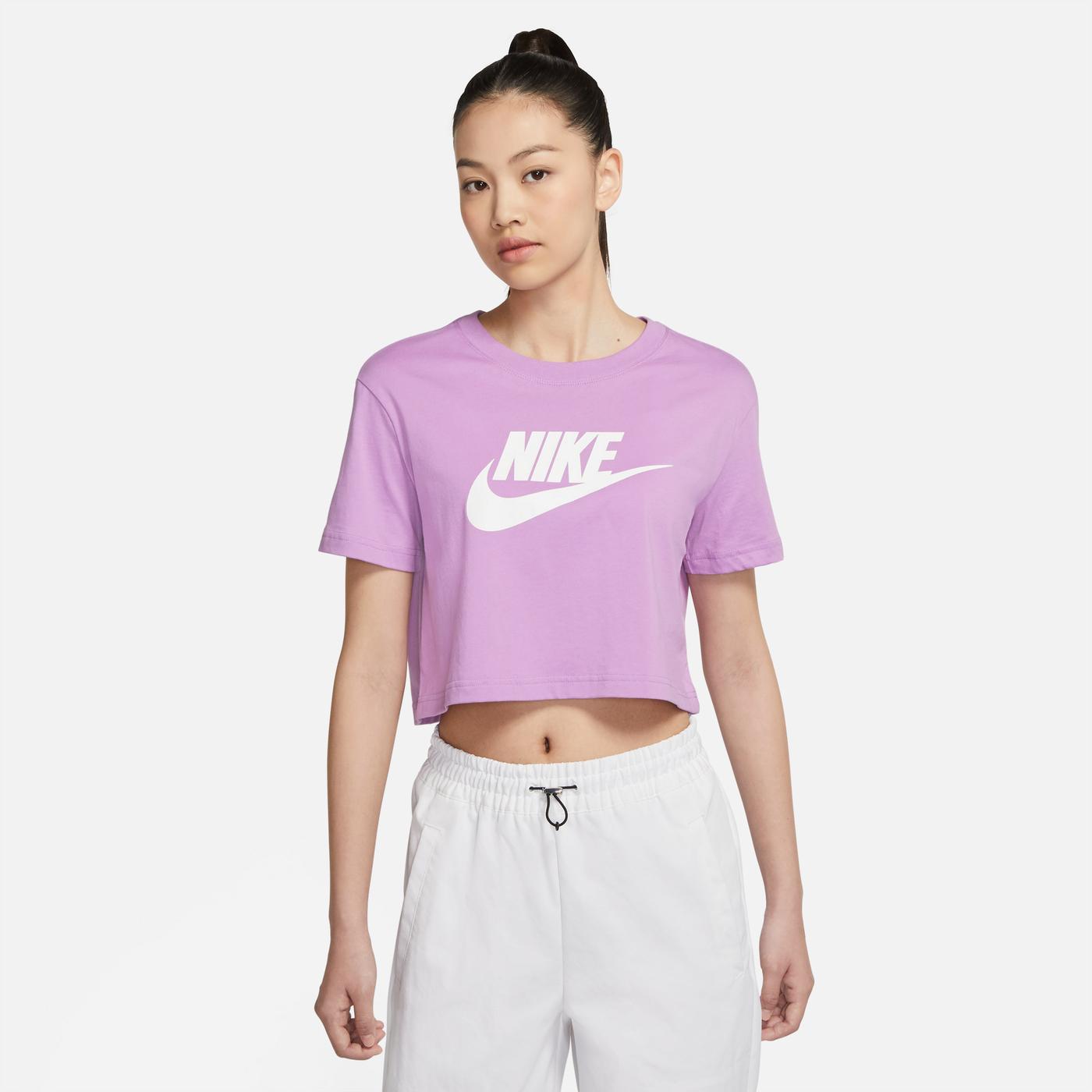 Nike Sportswear Essential Kadın Mor Cropped T-Shirt