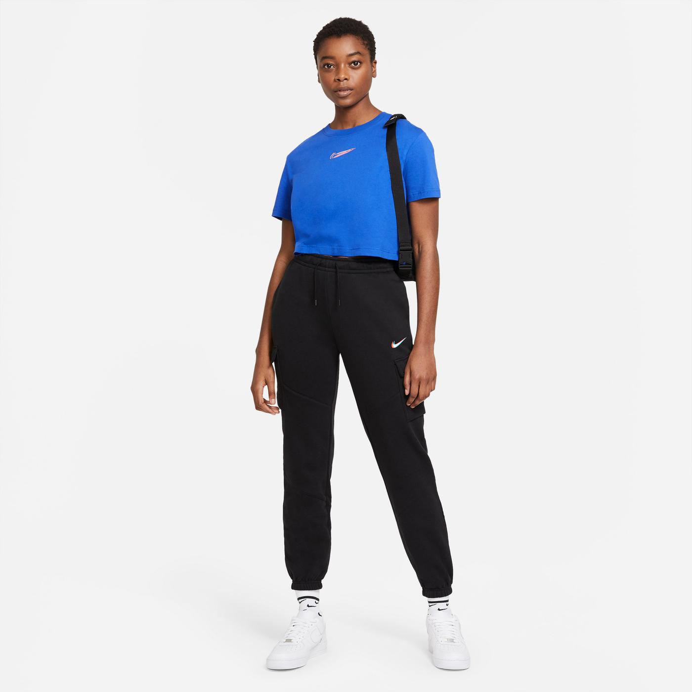 Nike Sportswear Crop Prnt Kadın Mavi T-Shirt