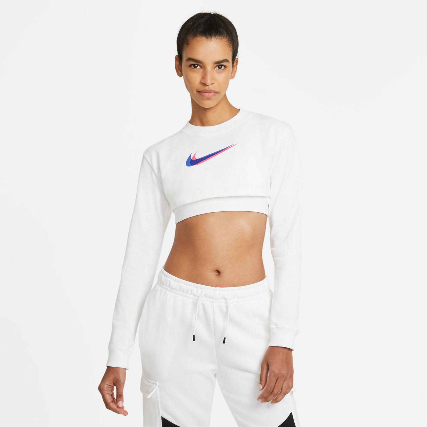 Nike Sportswear Crop Prnt Kadın Beyaz T-Shirt