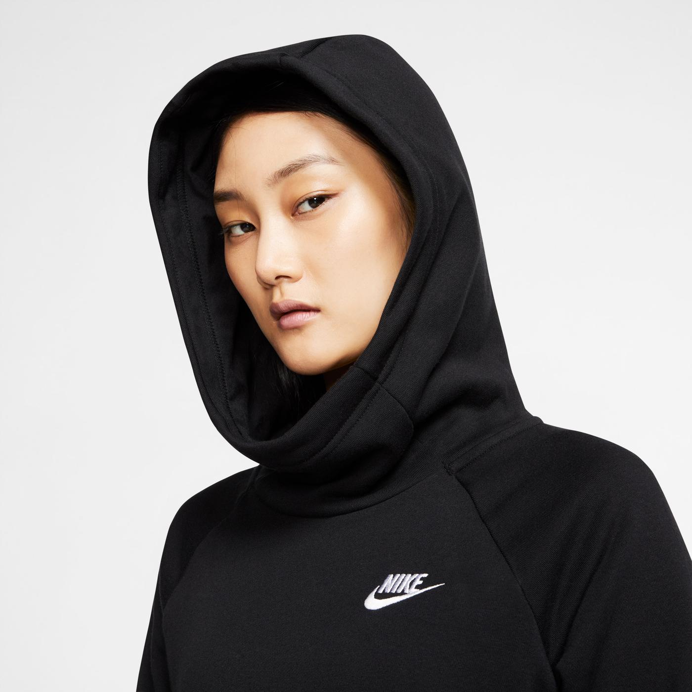 Nike Essential Funnel-Neck Fleece Kadın Siyah Sweatshirt