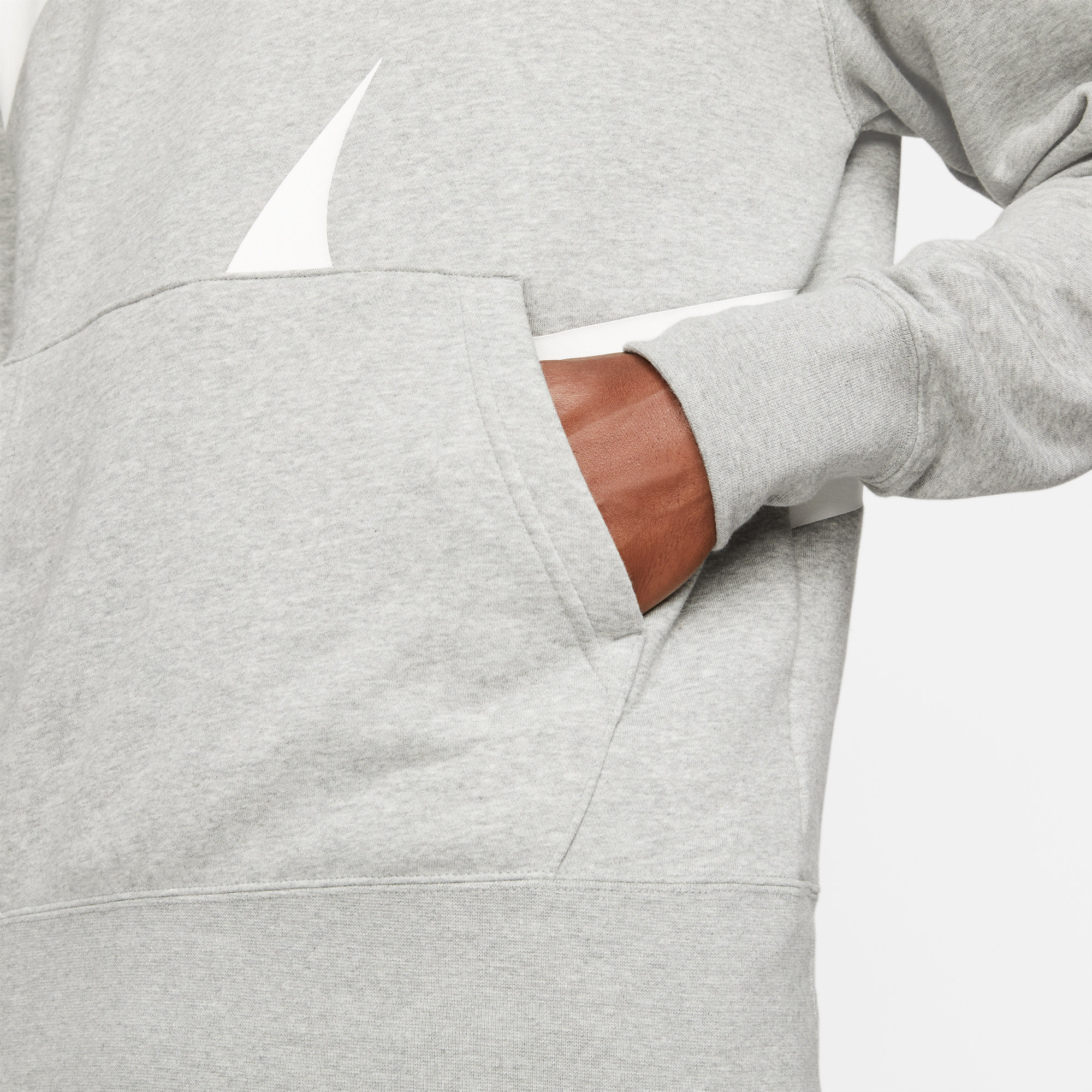 Nike Swoosh Semi-Brushed Erkek Gri Sweatshirt