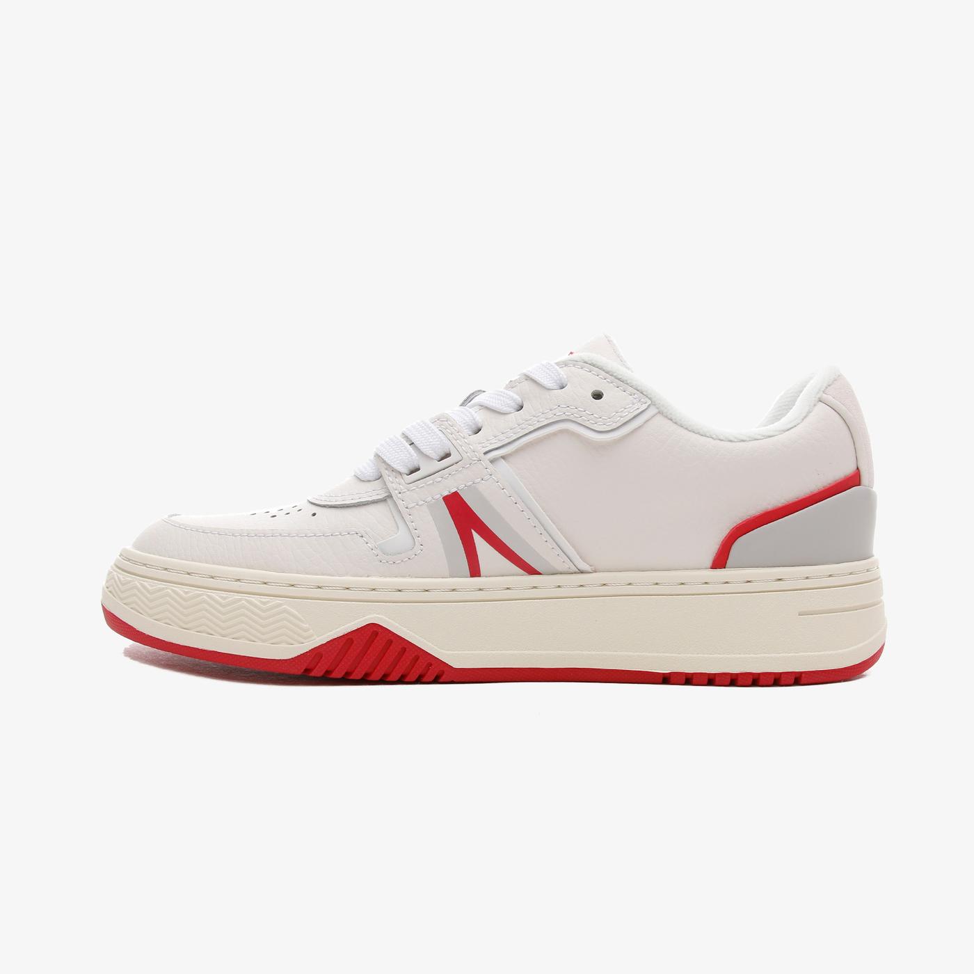 Lacoste L001 Kadın Deri Beyaz - Kırmızı Spor Ayakkabı