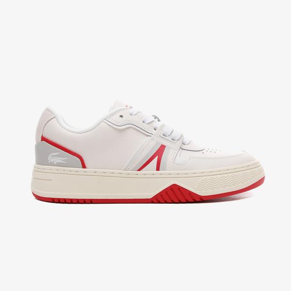 Lacoste L001 Kadın Deri Beyaz - Kırmızı Spor Ayakkabı