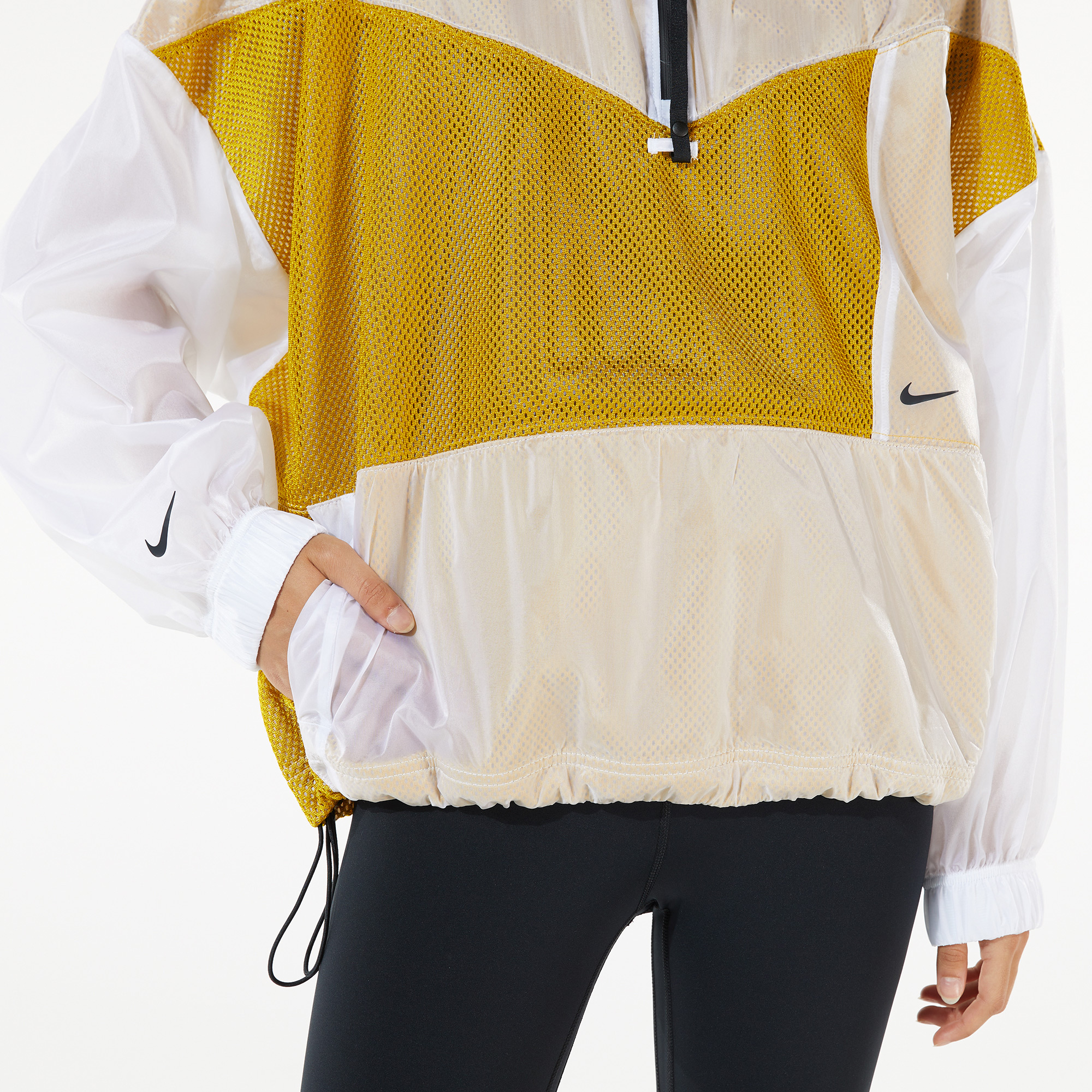 Nike Sportswear Pack Woven Mesh Kadın Sarı Kapüşonlu Ceket
