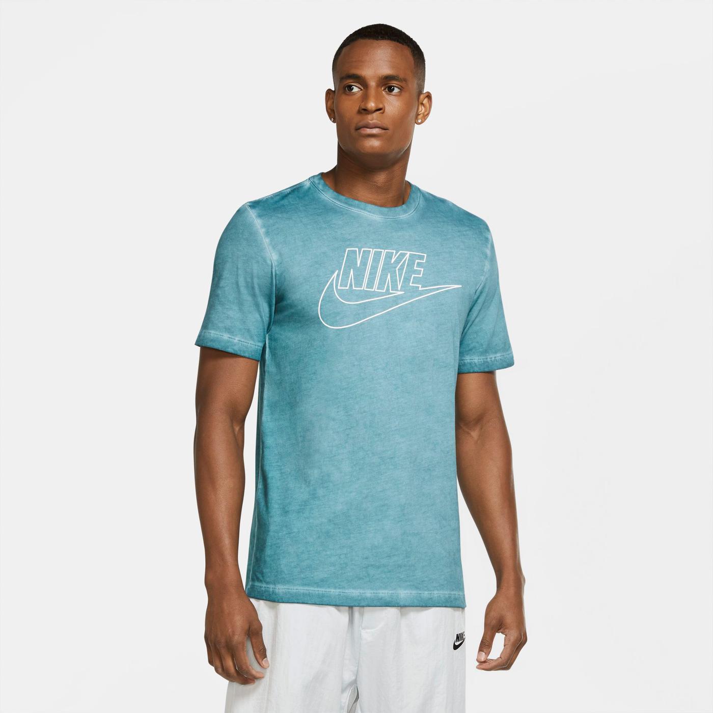 Nike Sportswear Dye/Wash Hyber Erkek Mavi T-Shirt