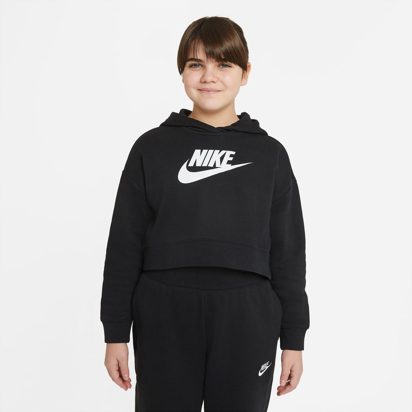 Nike Sportswear Club Crop Çocuk Siyah Sweatshirt