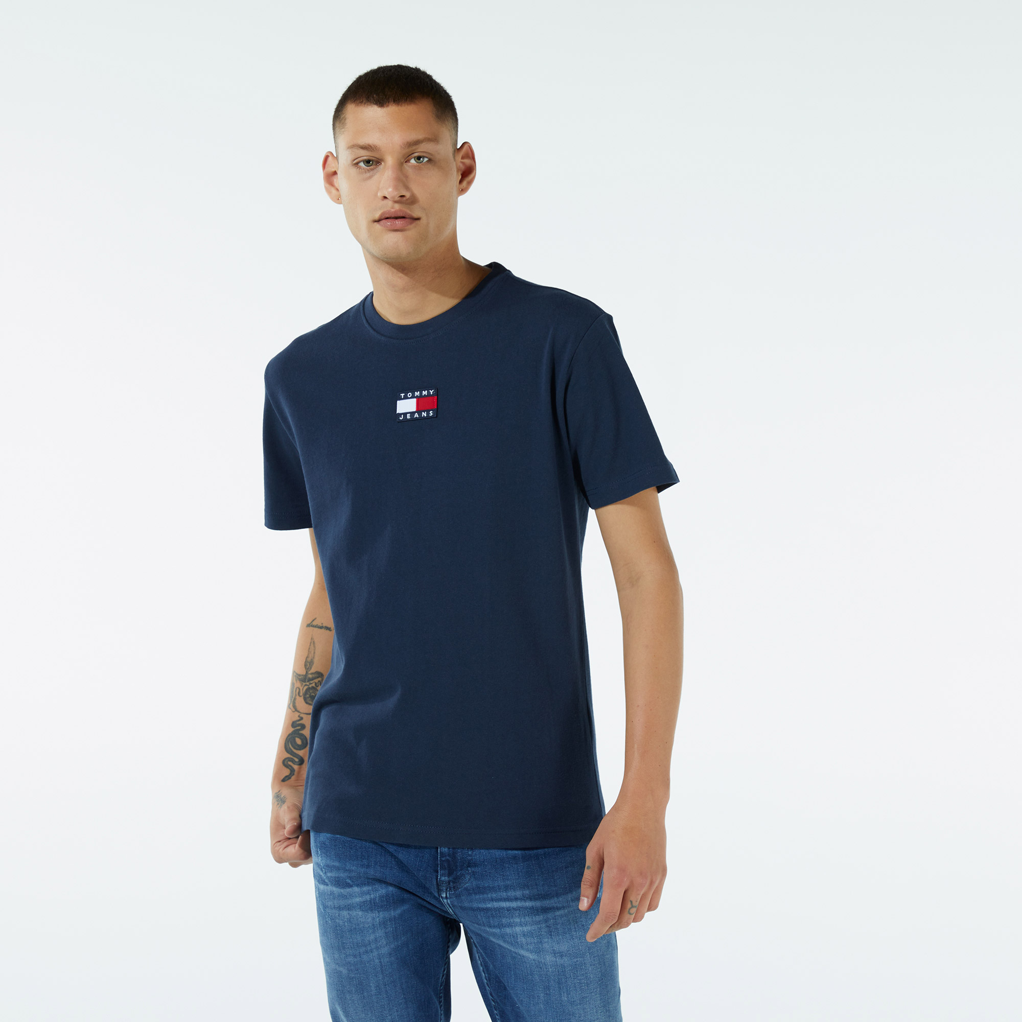 Tommy Hilfiger Badge Erkek Mavi T-Shirt