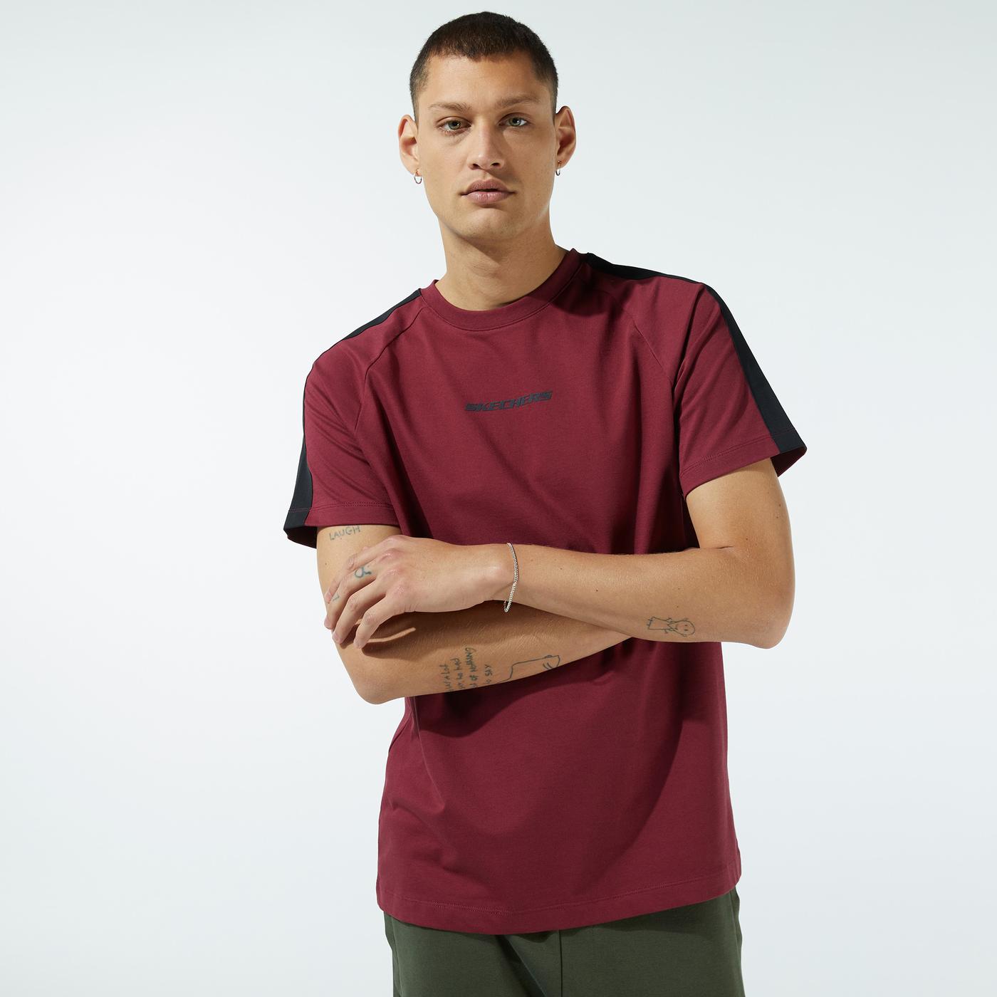 Skechers Branded Stripe Erkek Bordo T-shirt