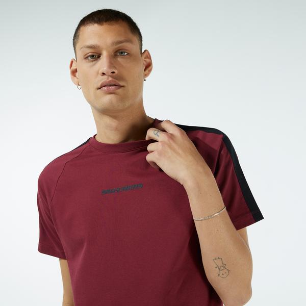 Skechers Branded Stripe Erkek Bordo T-shirt