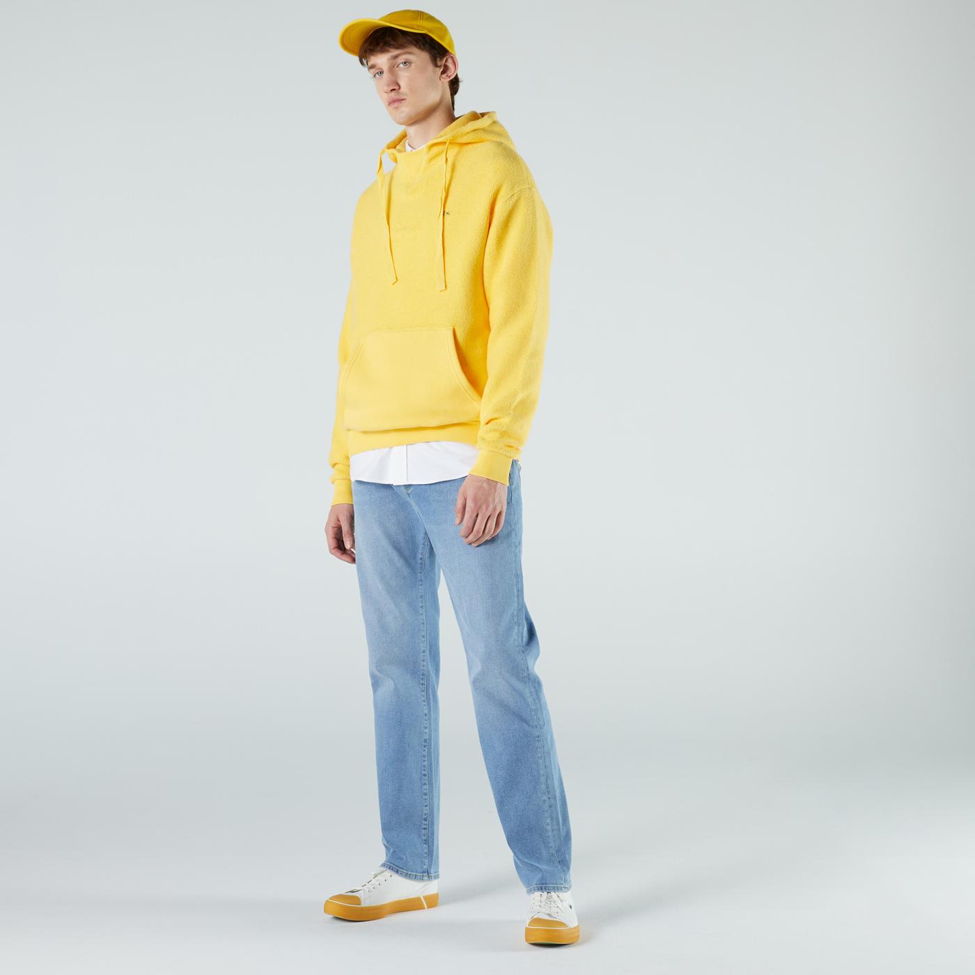Lacoste Unisex Relaxed Fit Kapüşonlu Sarı Sweatshirt
