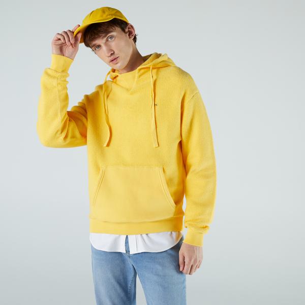 Lacoste Unisex Relaxed Fit Kapüşonlu Sarı Sweatshirt