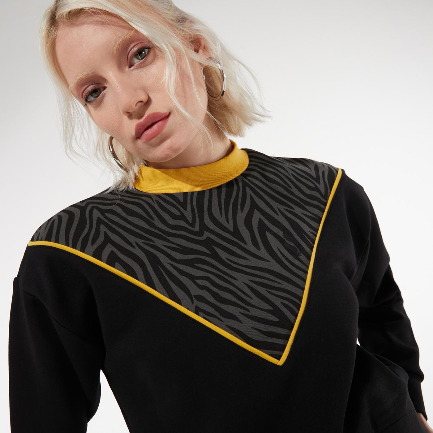 Skechers Printed Panel Kadın Siyah Sweatshirt