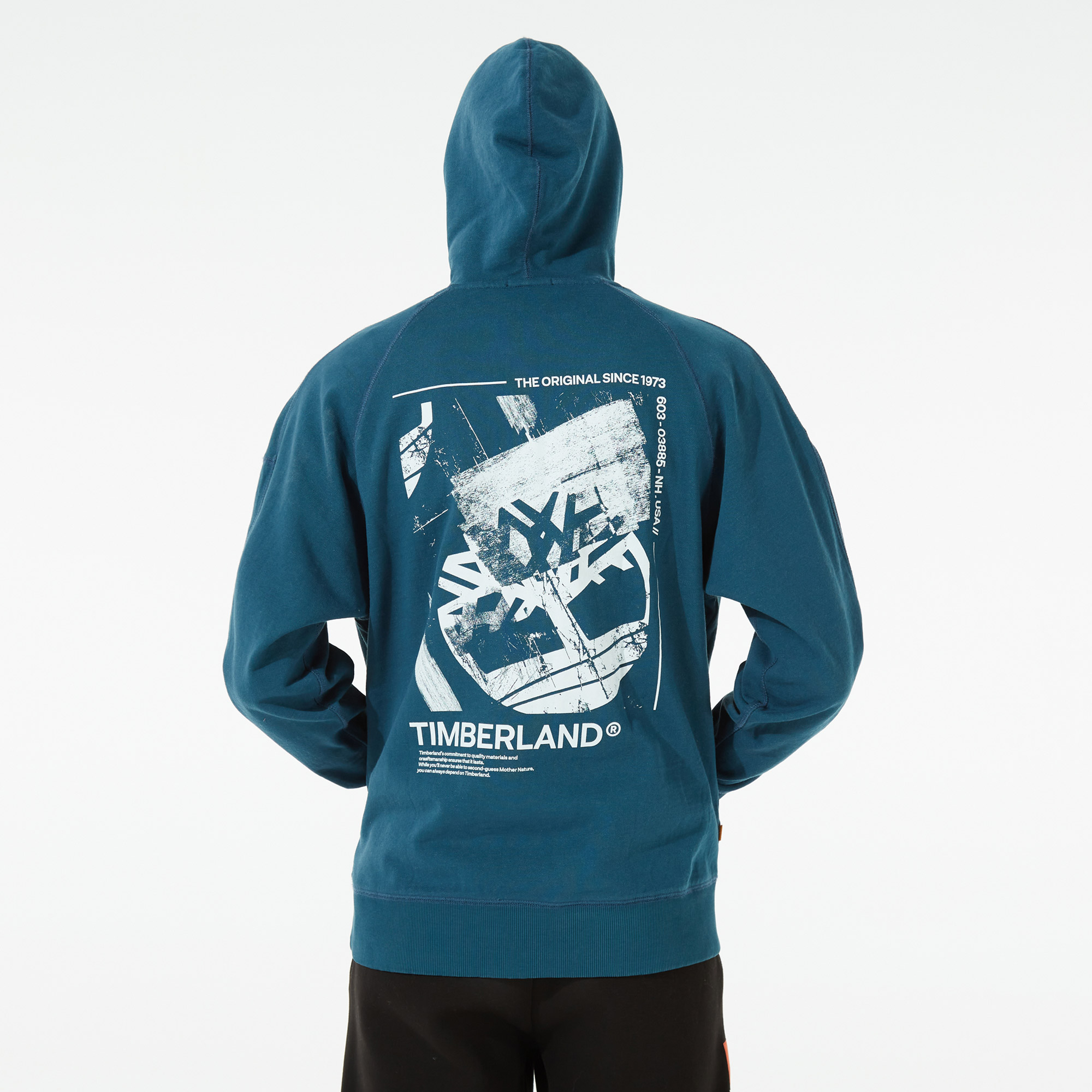 Timberland YC Garment Dyed Graphic Hoodie Relaxed Erkek Mavi Sweatshirt