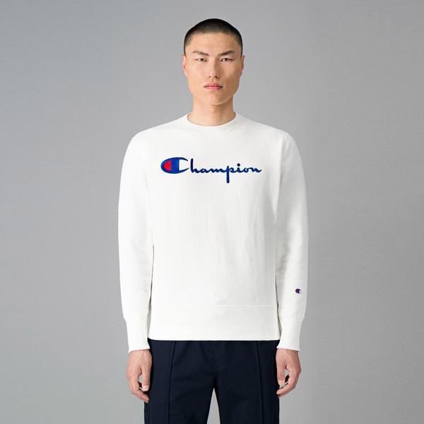 Champion Crewneck Erkek Beyaz Sweatshirt