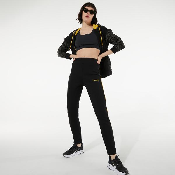 Skechers Printed Panel Slim Kadın Siyah Sweatshirt