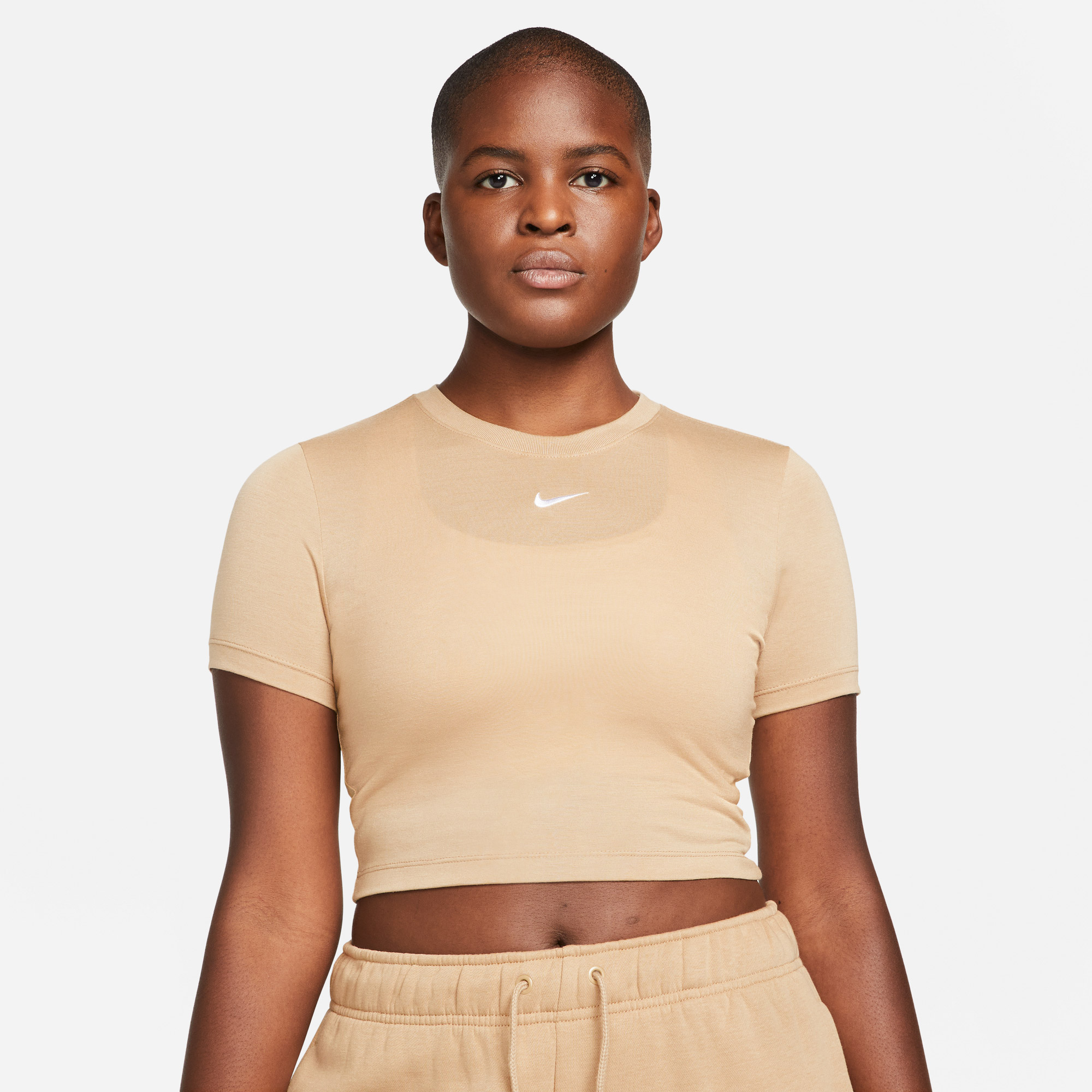 Nike Sportswear Essential Crop Kadın Kahverengi T-Shirt