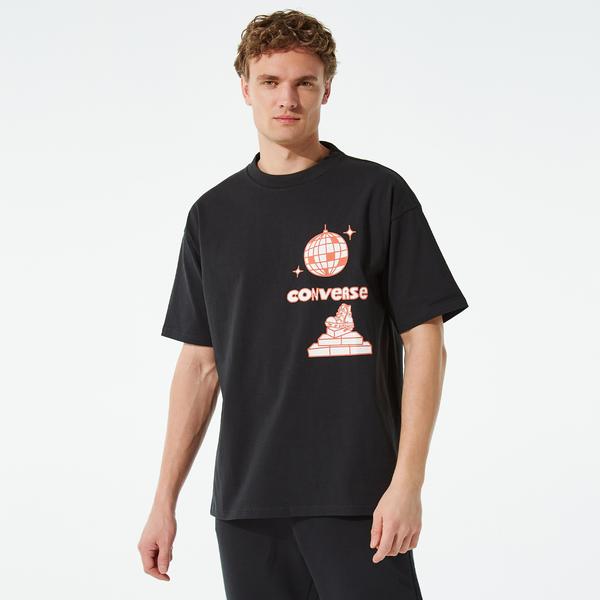 Converse At Home Disco Erkek Siyah T-Shirt