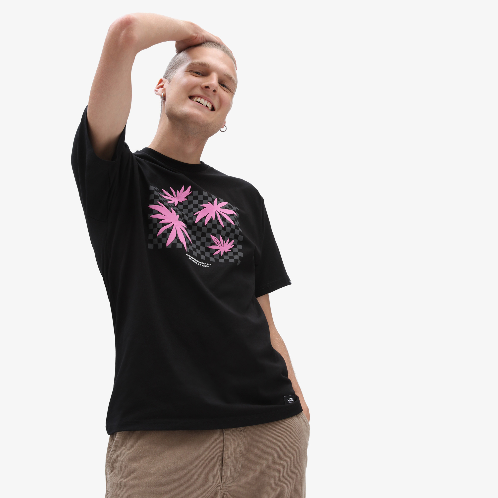 Vans Anaheim Print Mash Up Peace Leaf Ss Erkek Siyah T-Shirt