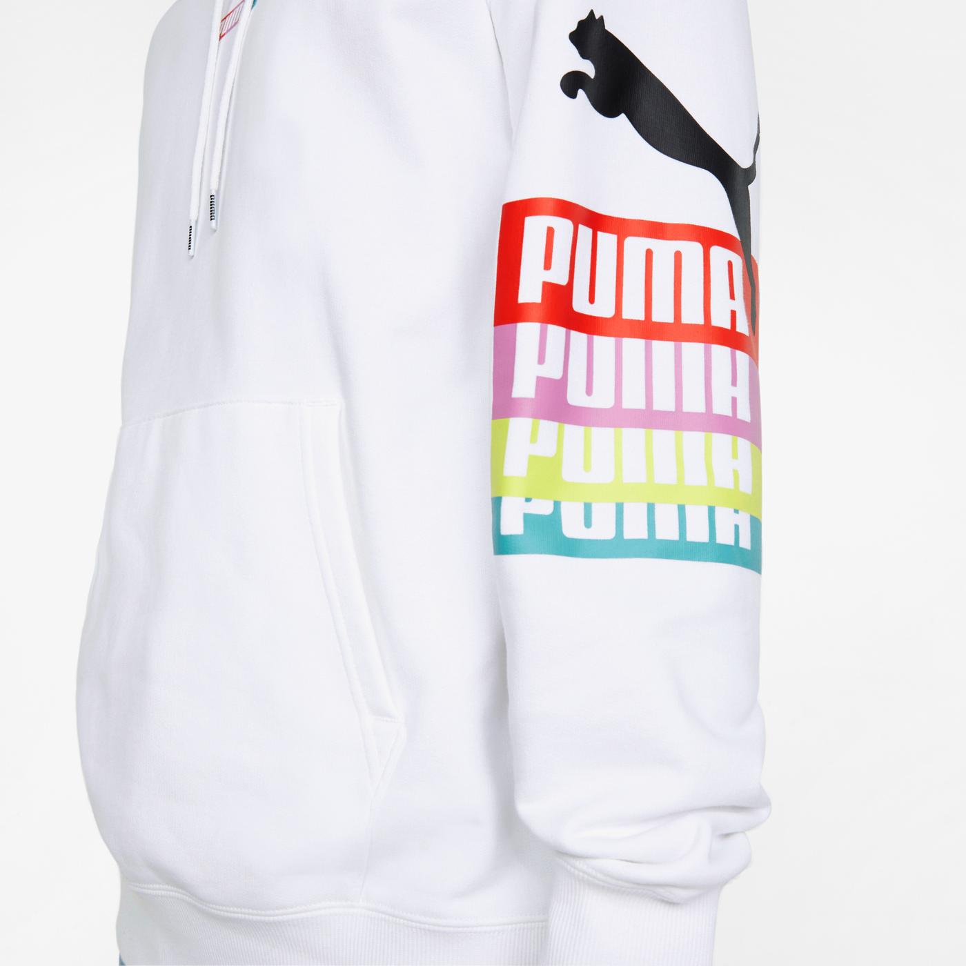Puma Brand Love Multiplacement Erkek Beyaz Kapüşonlu Sweatshirt