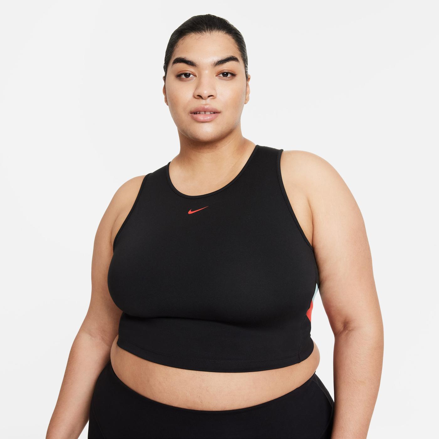 Nike Colourblok Stripe Crop Kadın Siyah T-Shirt