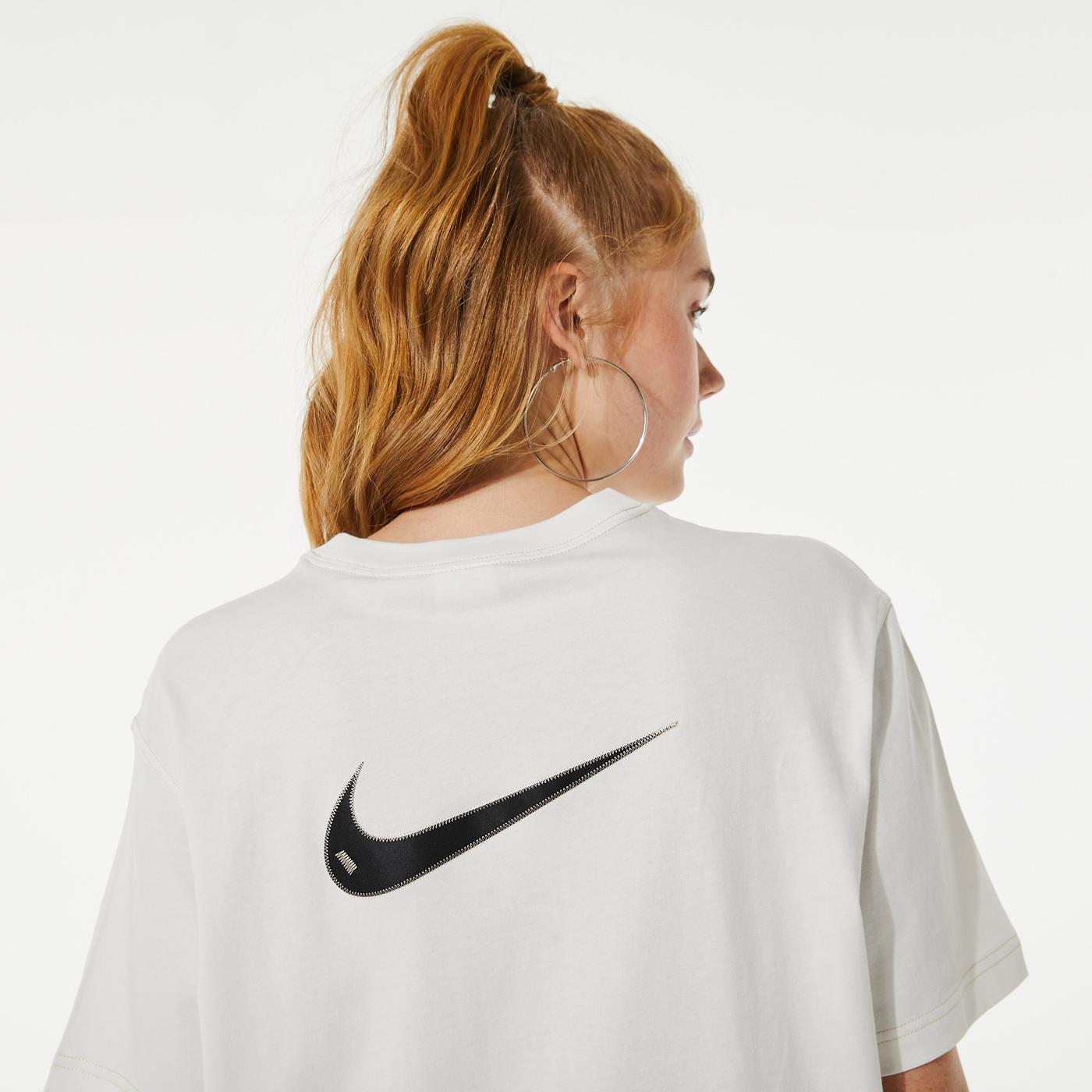 Nike Sportswear Swoosh Kadın Krem Elbise