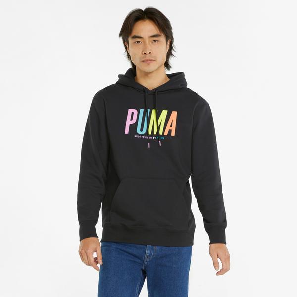 Puma SWxP Grafikli Erkek Siyah Kapüşonlu Sweatshirt