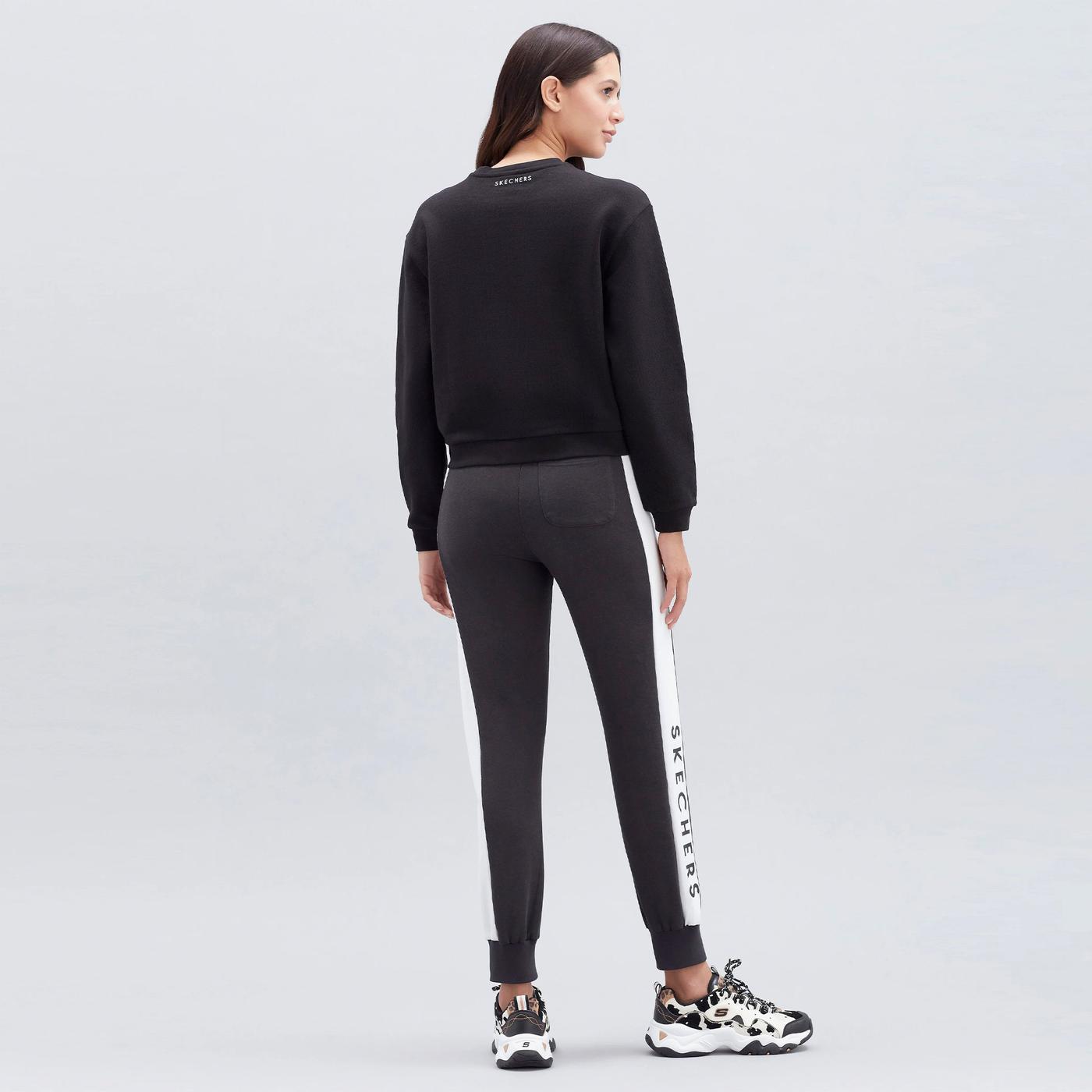 Skechers Terry Fleece Snap Detailed Kadın Siyah Sweatshirt