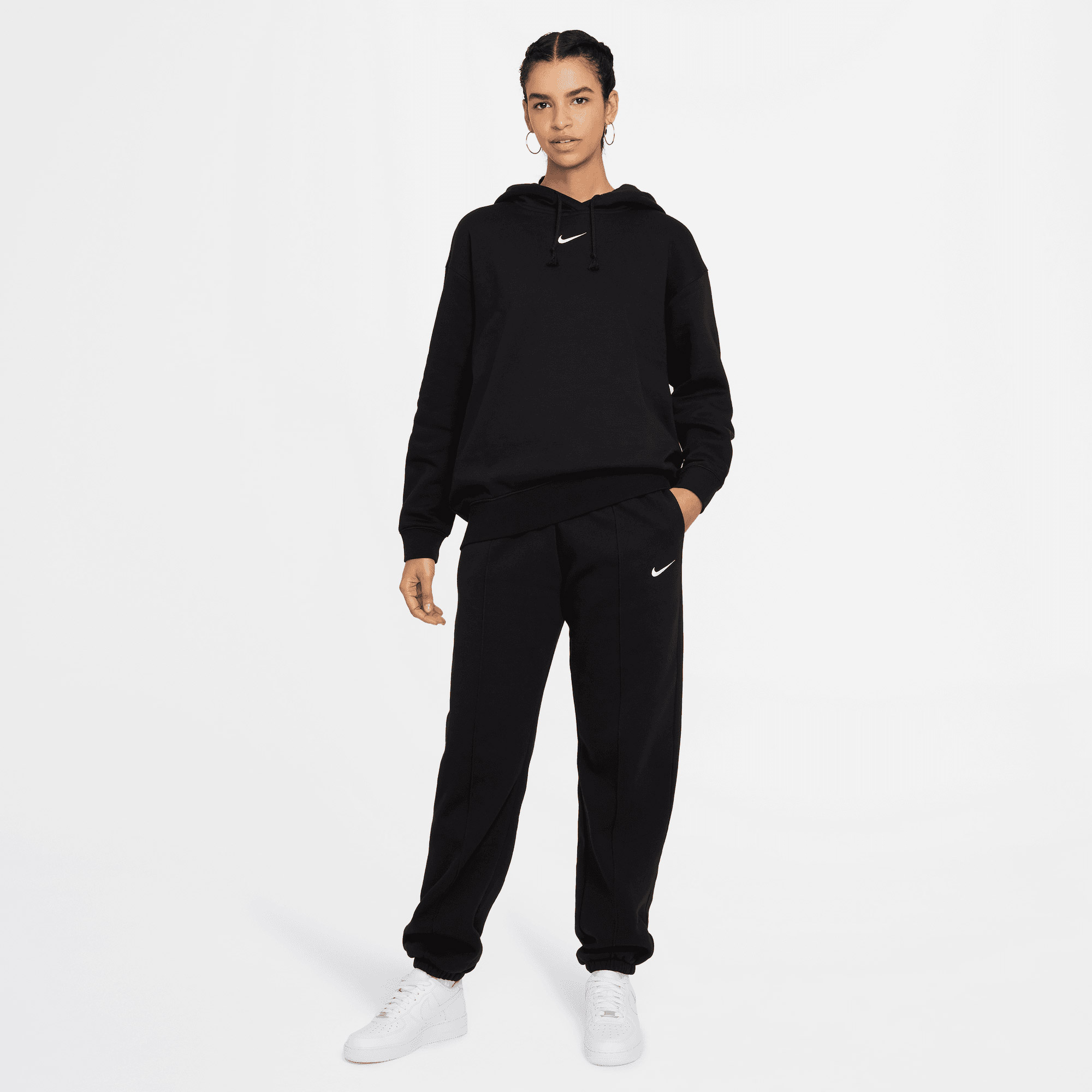 Nike Sportswear Essential Oversized Kapüşonlu Kadın Siyah  Sweatshirt