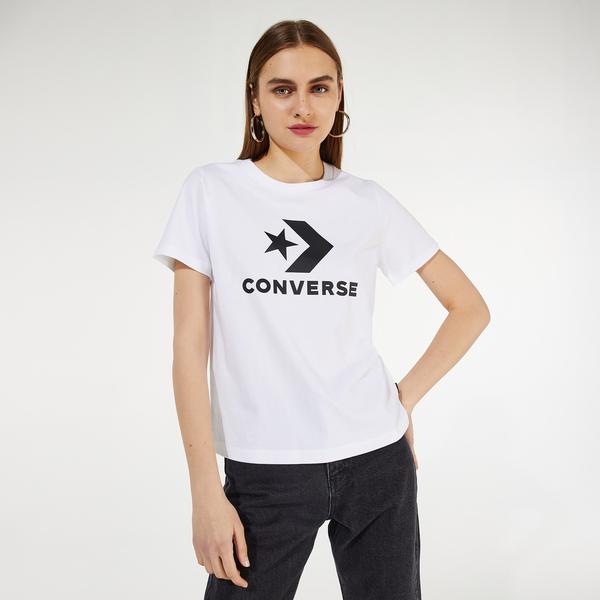 Converse Star Chevron Center Front Kadın Beyaz T-Shirt