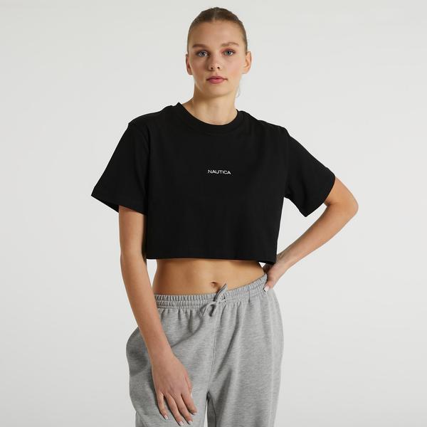 Nautica Crop Kadın Siyah T-Shirt