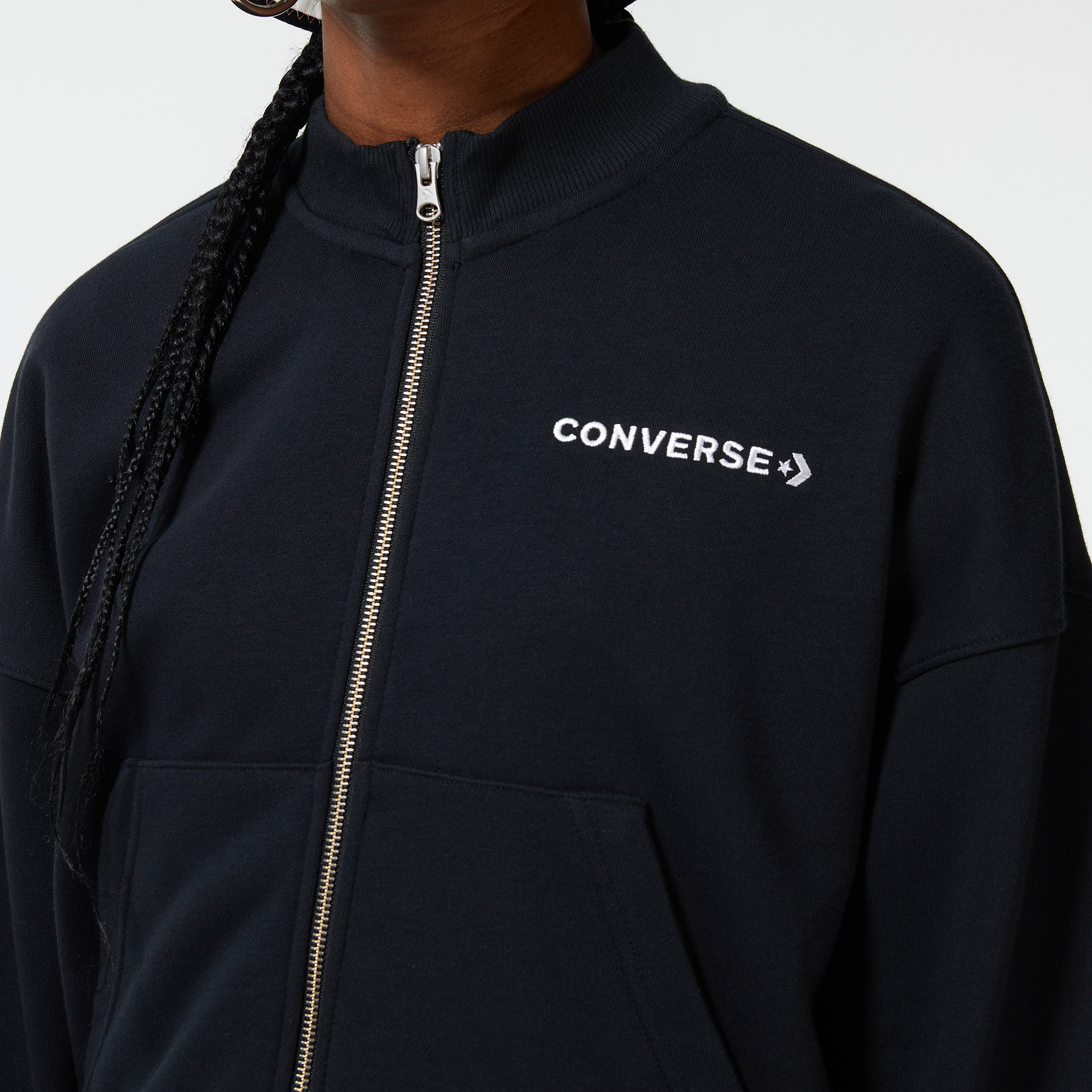Converse Icon Play Full Zip Kadın Siyah Sweatshirt
